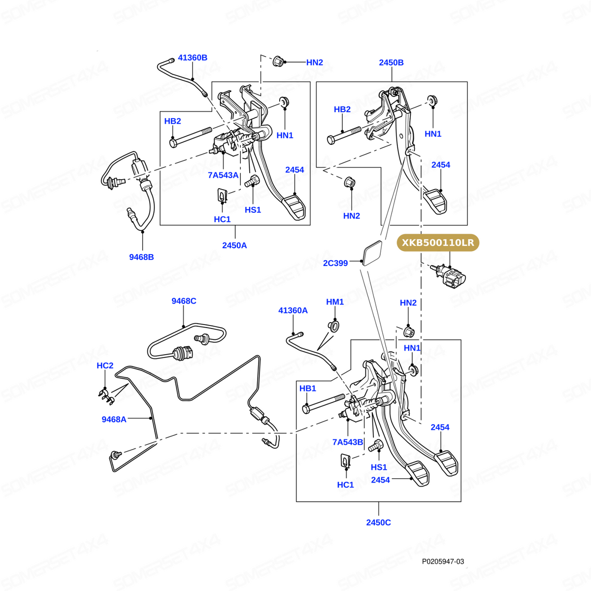 XKB500110LR GENUINE LAND ROVER - SWITCH - STOP LIGHT