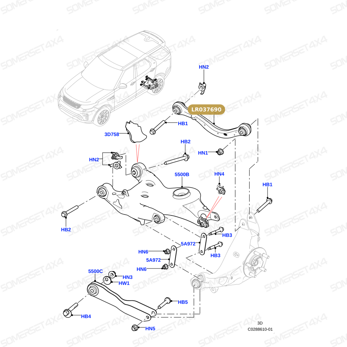 LR037690 LAND ROVER - ARM REAR SUSPENSION - RR L405 From ALLMAKES