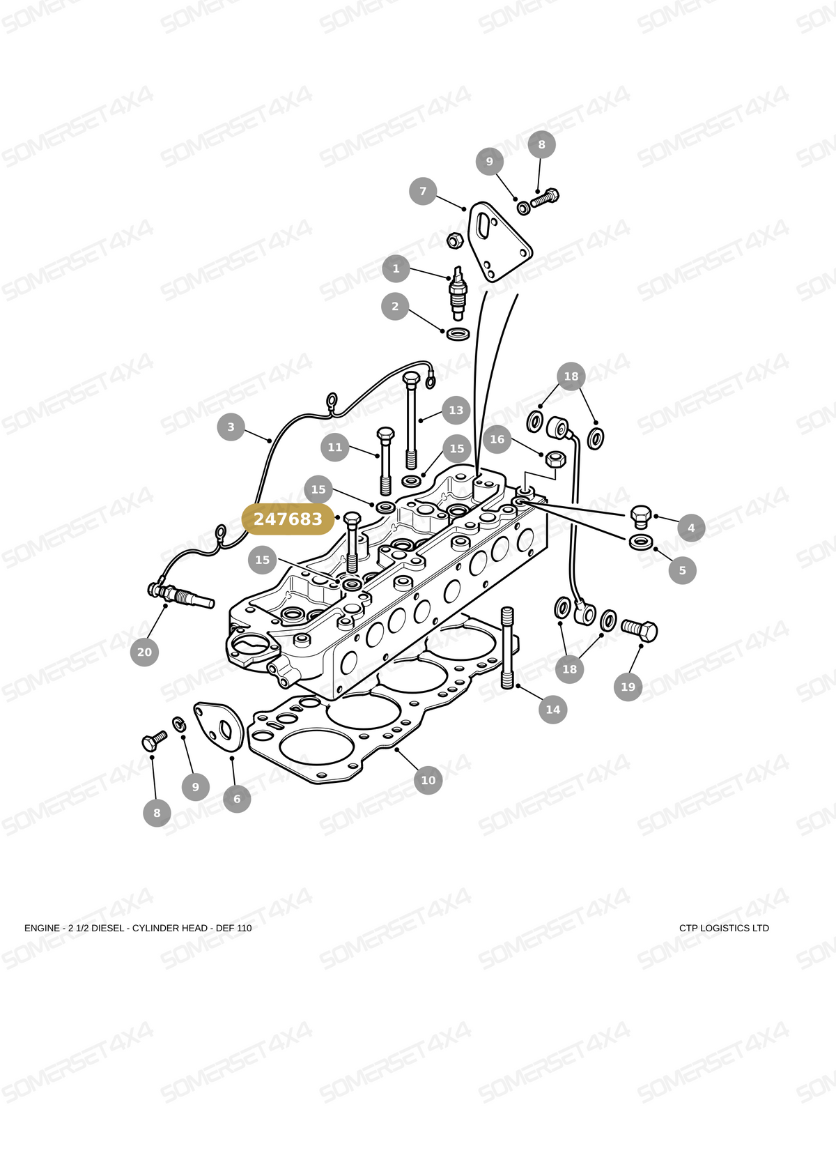 247683 LAND ROVER - CYLINDER HEAD BOLT From PR2 ALLMAKES OE