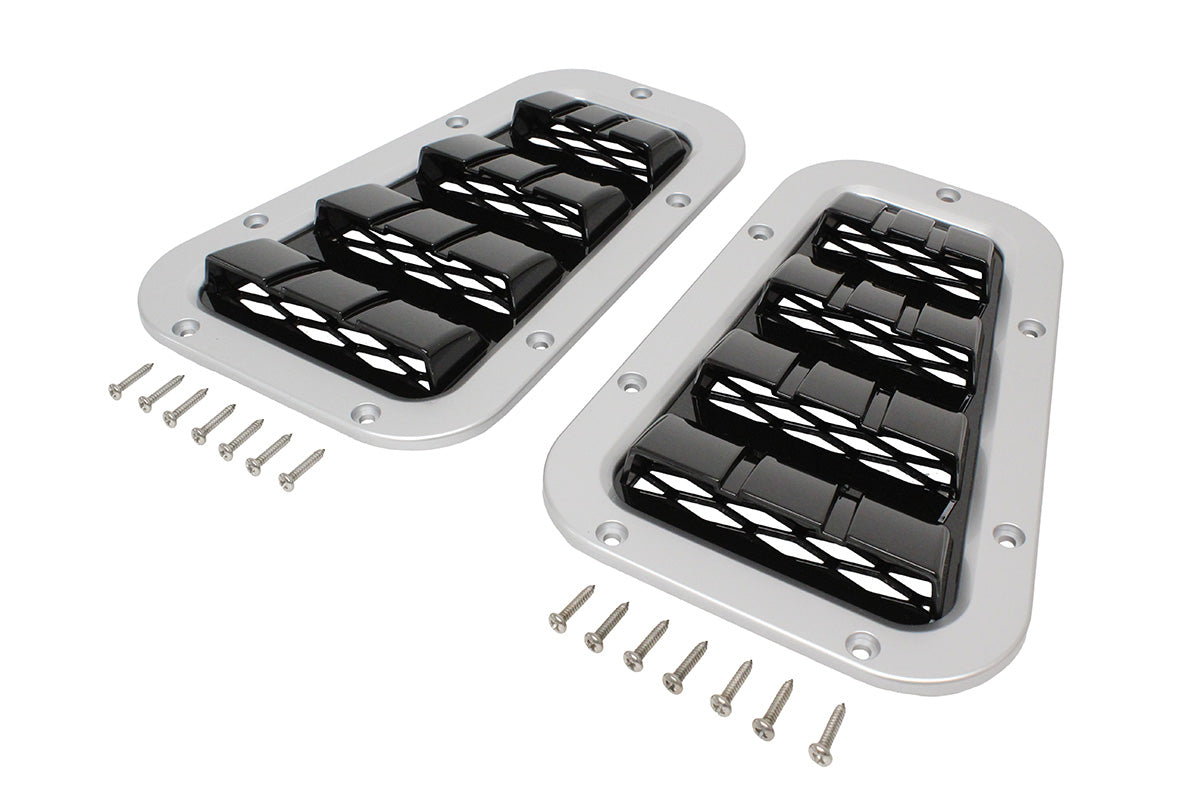 GA1975 XS BONNET VENT SET SILVER WITH BLACK MES