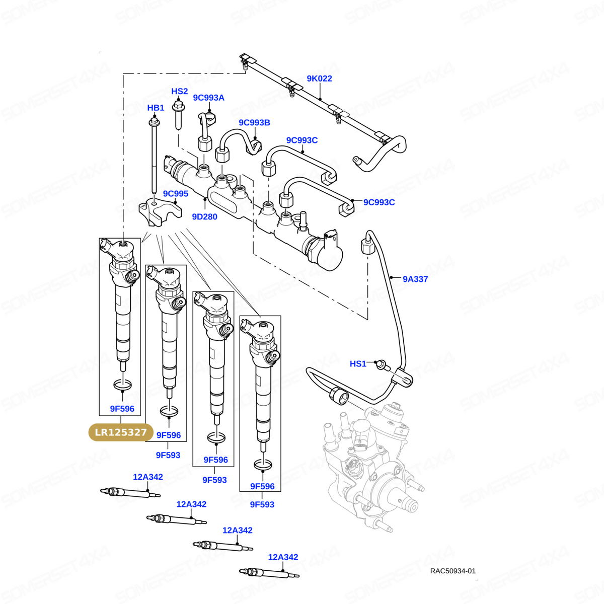 LR125327 LAND ROVER - FUEL INJECTOR-NEW 2.0D L462;L538;L550;L551;L560 From BOSCH