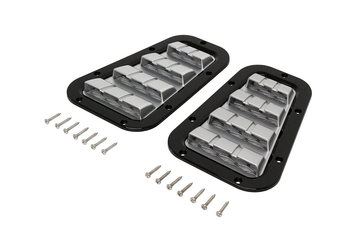 GA1974 XS BONNET VENT SET BLACK WITH SILVER MES