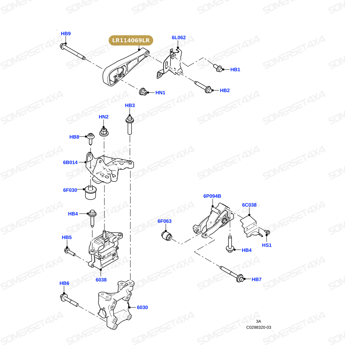 LR114069LR GENUINE LAND ROVER - INSULATOR - ENGINE COMPARTMENT