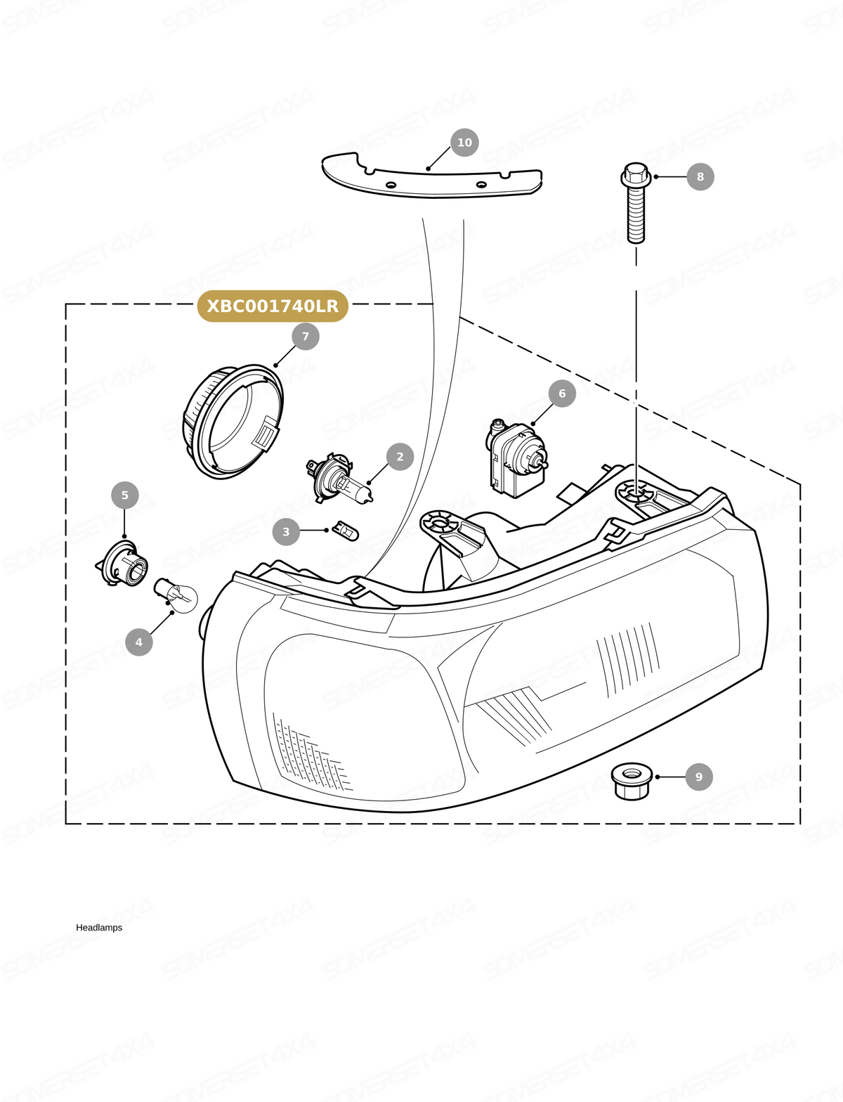 XBC001740LR GENUINE LAND ROVER - HEADLAMP