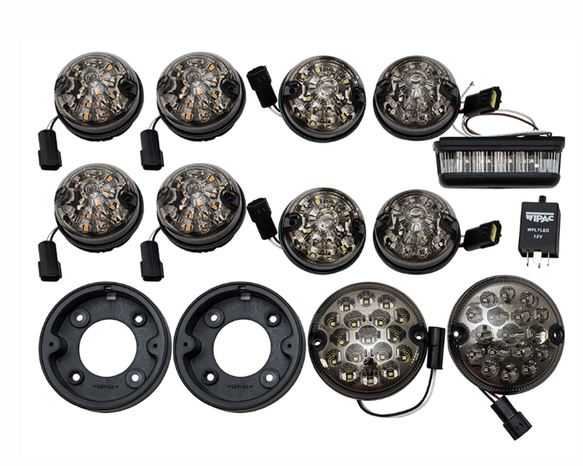 GL1577SM LAND ROVER - 73mm SMOKED LED replacement light kit Inc. fog and reverse for Defenders
