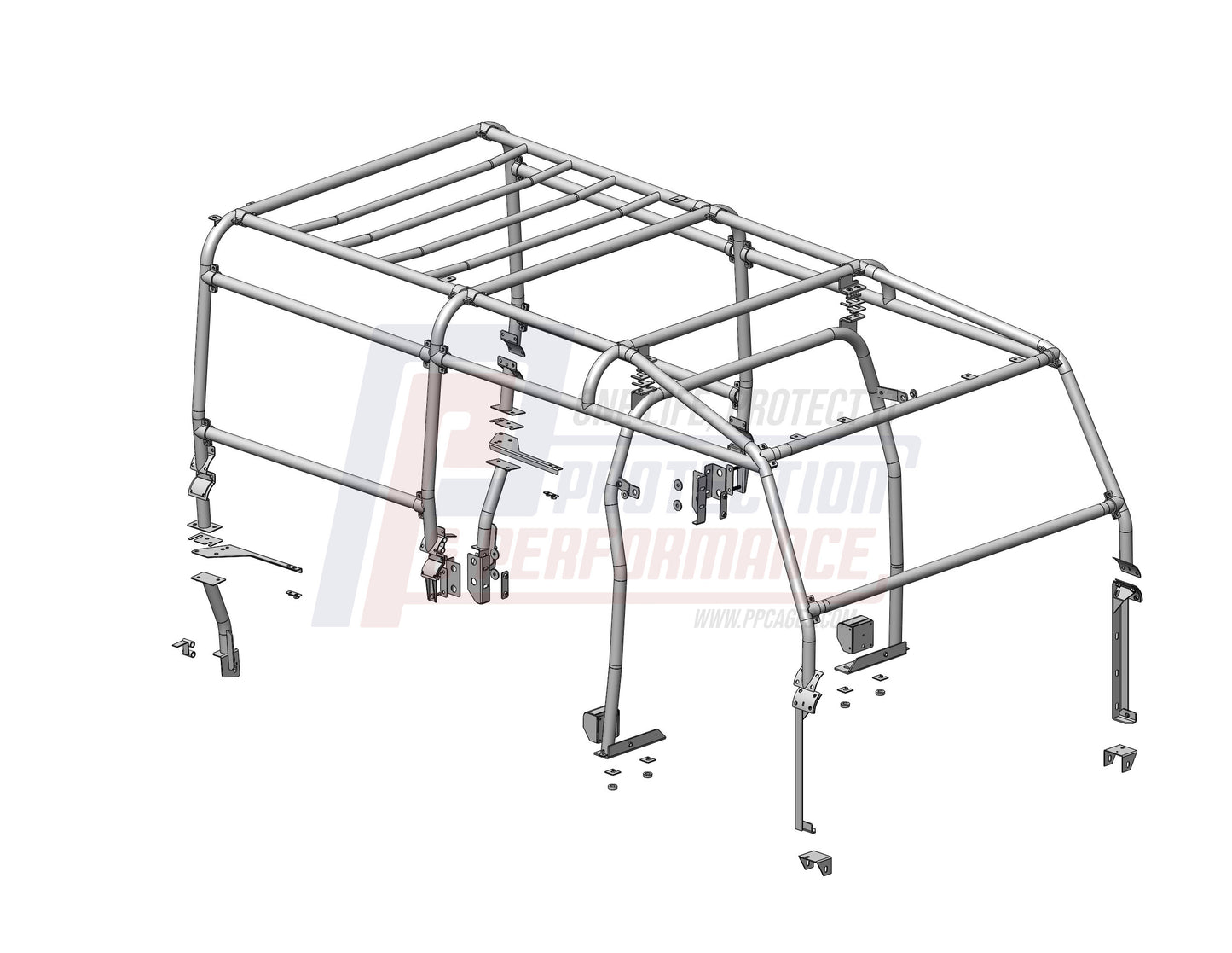 PPLR172 LAND ROVER - P&P 110SW 8 POINT FULL EXTERNAL ROLL CAGE WITH INTERNAL B POST HOOP