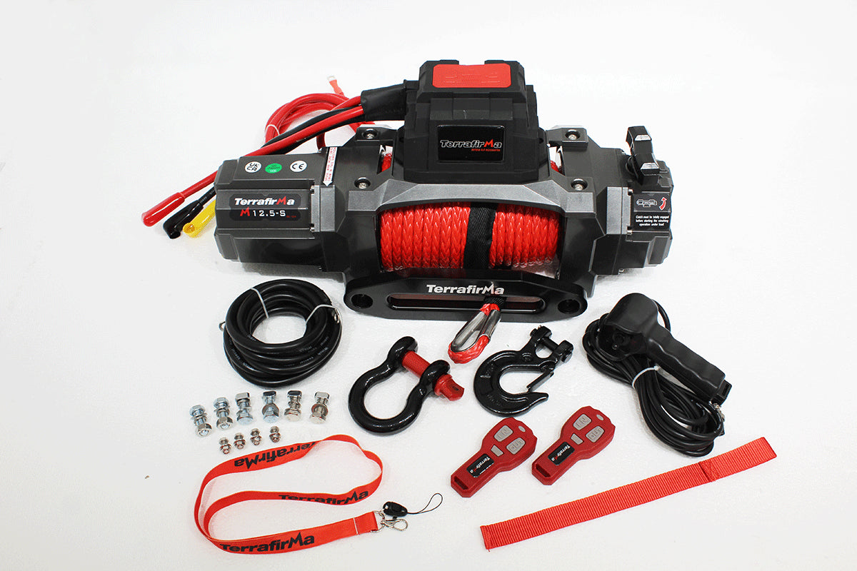 TF3320 TERRAFIRMA LAND ROVER - M12.5S 12V ELECTRIC WINCH - SYNTHETIC ROPE & REMOTE CONTROL