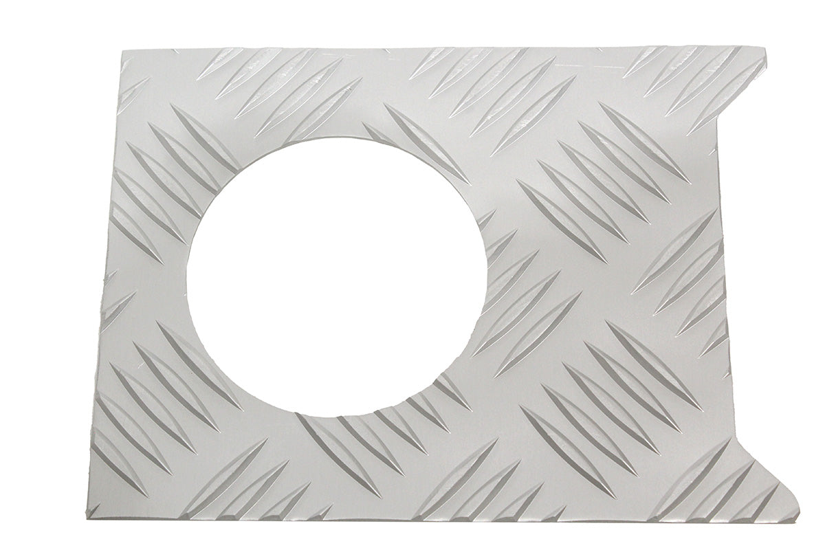 TF8214 TERRAFIRMA LAND ROVER - Silver chequer plate fuel filler surround for Defender 1983 to 1998