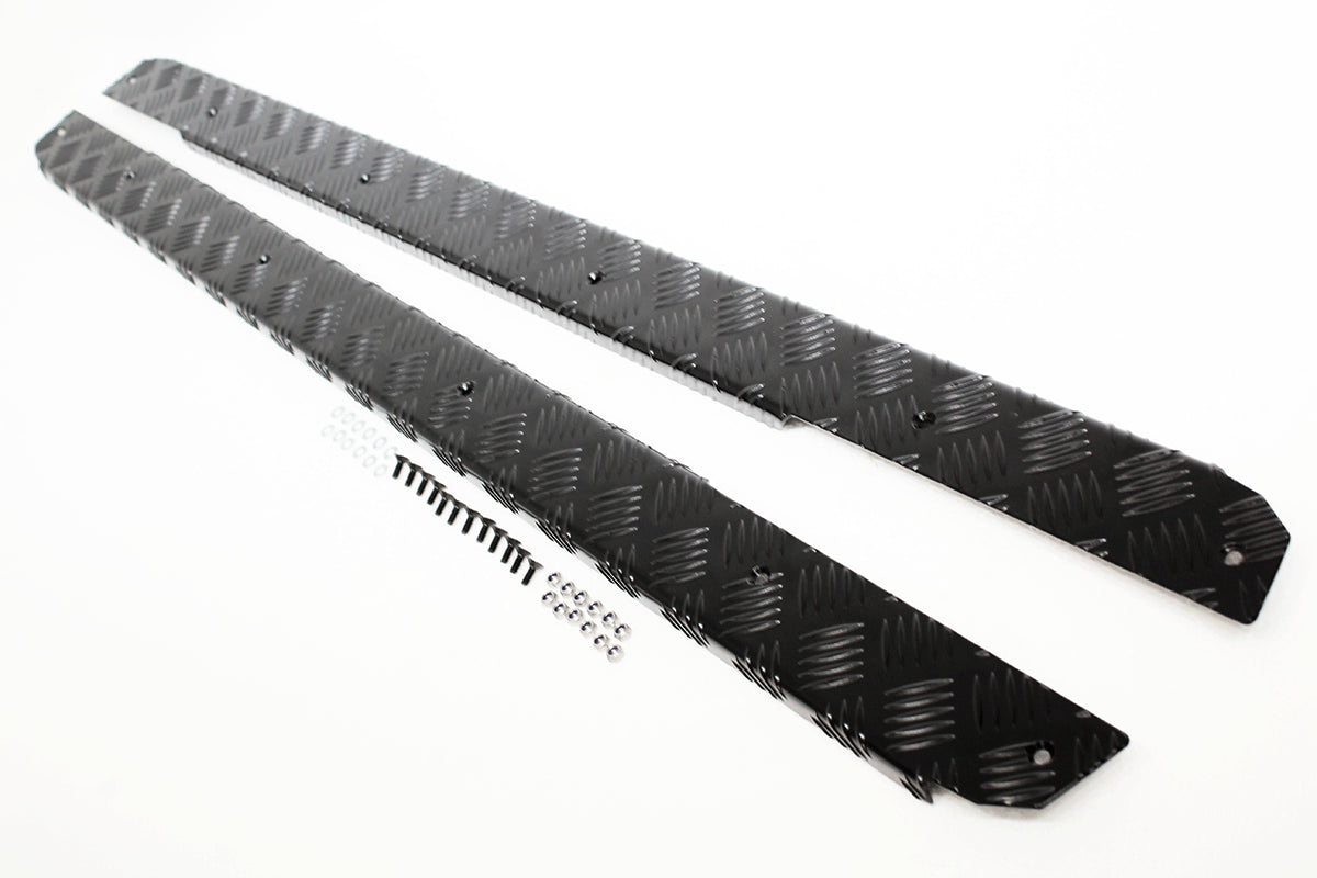 TF8220 TERRAFIRMA LAND ROVER - SIDE SILLS CHEQUER PLATE - BLACK - ALL DEFENDER 90