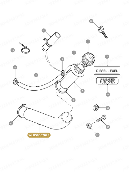 WLH500070LR GENUINE LAND ROVER - HOSE - FILLER PIPE
