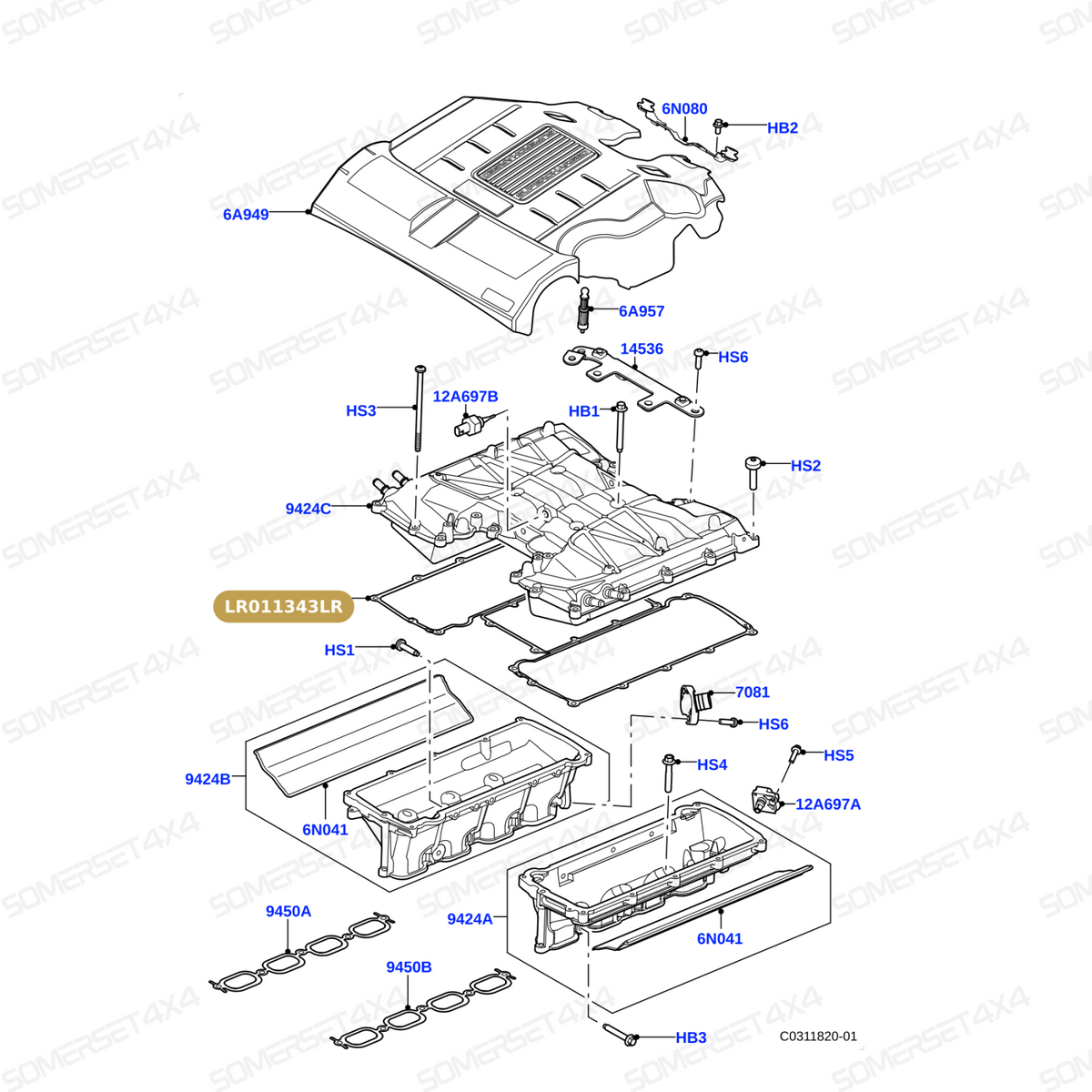 LR011343LR GENUINE LAND ROVER - GASKET - INTAKE MANIFOLD