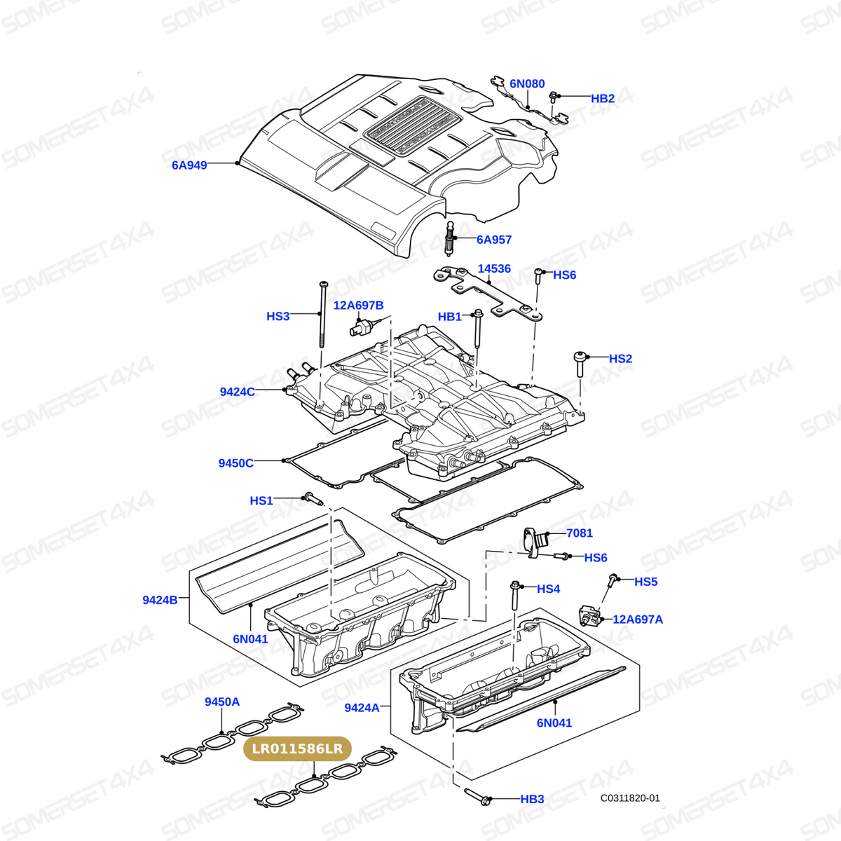 LR011586LR GENUINE LAND ROVER - GASKET - INTAKE MANIFOLD