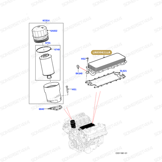LR039821LR GENUINE LAND ROVER - OIL COOLER