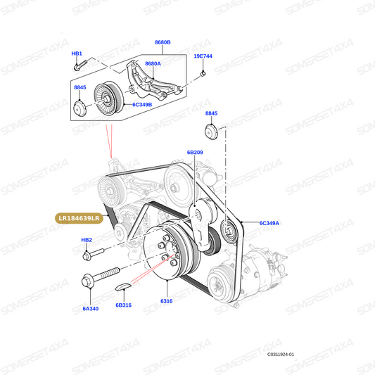 LR184639LR GENUINE LAND ROVER - Belt - Accessory Drive