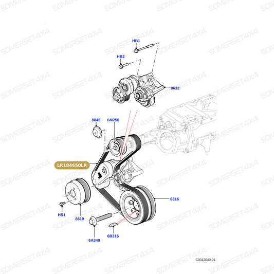 LR184650LR GENUINE LAND ROVER - Belt - Accessory Drive