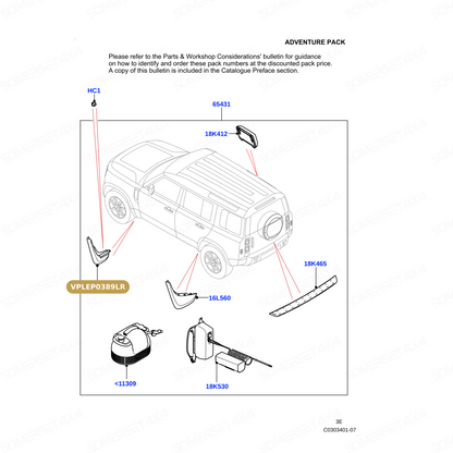 VPLEP0389LR GENUINE LAND ROVER - FRONT MUDFLAPS KIT