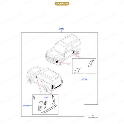 VPLEP0383 LAND ROVER - WHEEL ARCH PROTECTORS - 90 - L663 From TERRAFIRMA