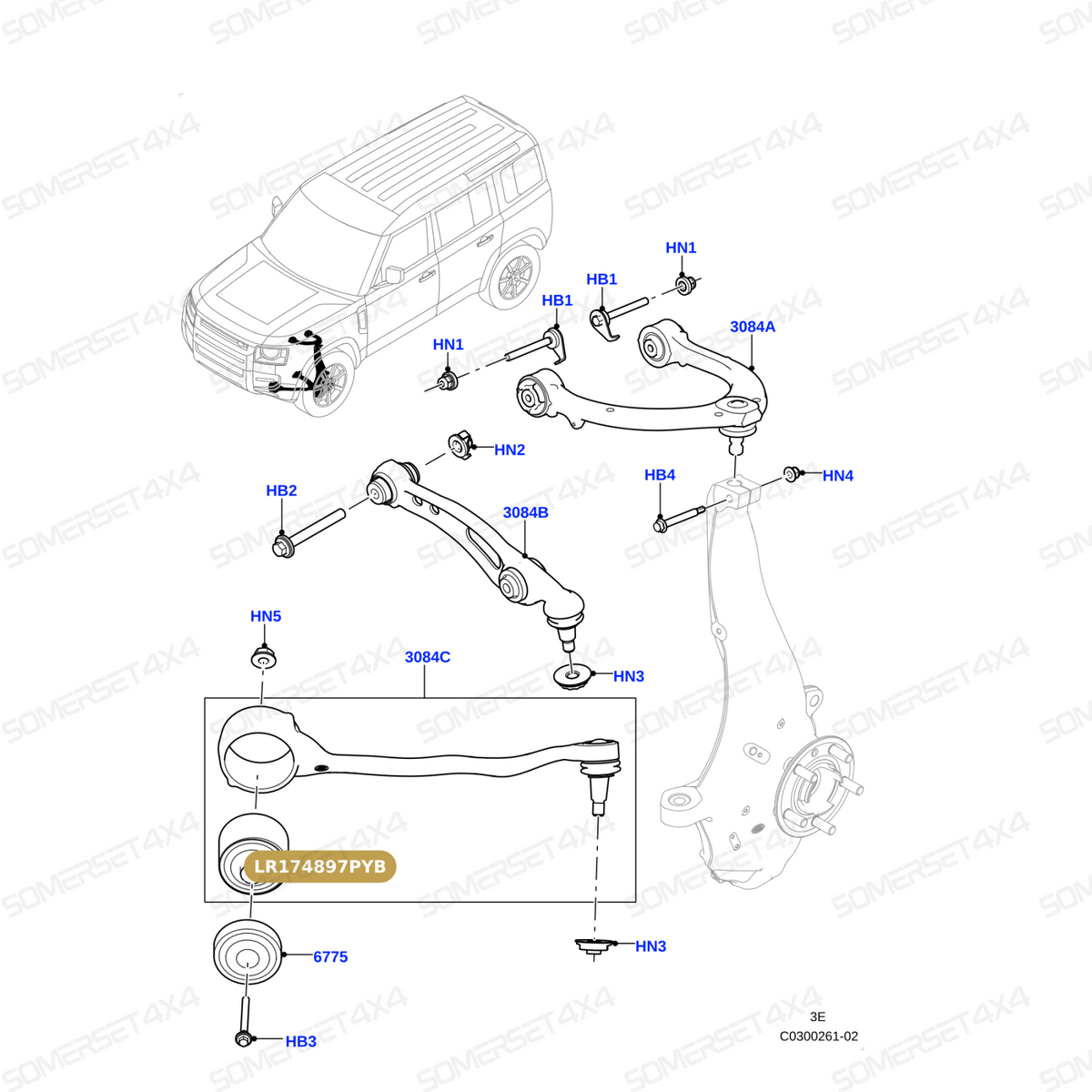 LR174897PYB LAND ROVER - BUSH SUSPENSION ARM From POLYBUSH