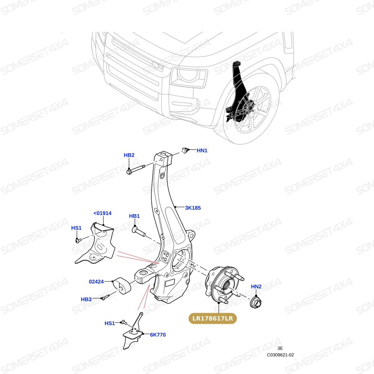 LR178617LR GENUINE LAND ROVER - HUB - WHEEL