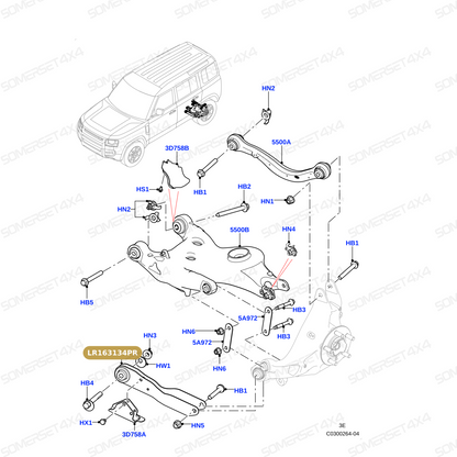 LR163134PR LAND ROVER - ARM - LOWER REAR LH From PROEVO+