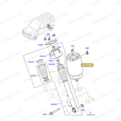LR132965 LAND ROVER - SPRING - AIR SUSPENSION From BWI