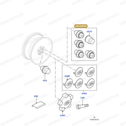 LR133529 LAND ROVER - KIT - LOCKS From MCGARD