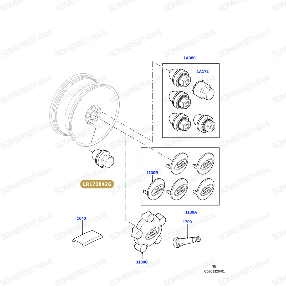 LR173842G LAND ROVER - NUT - WHEEL From PR2 ALLMAKES OE