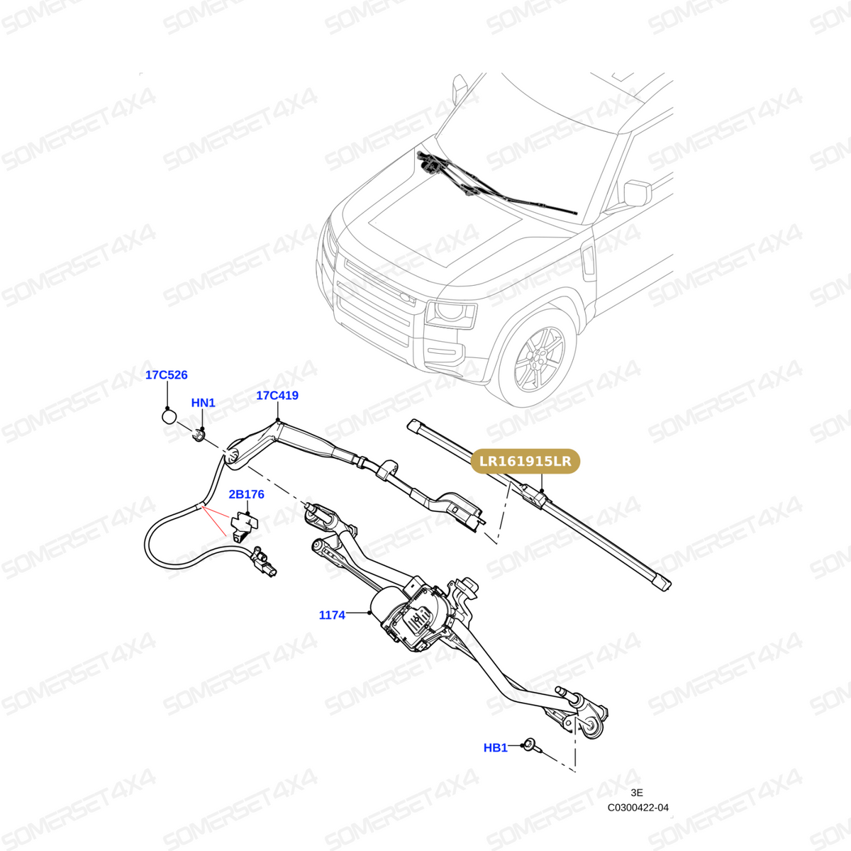 LR161915K LAND ROVER - KIT PAIR BLADE WIPER FRONT (RHD) L663 From BOSCH