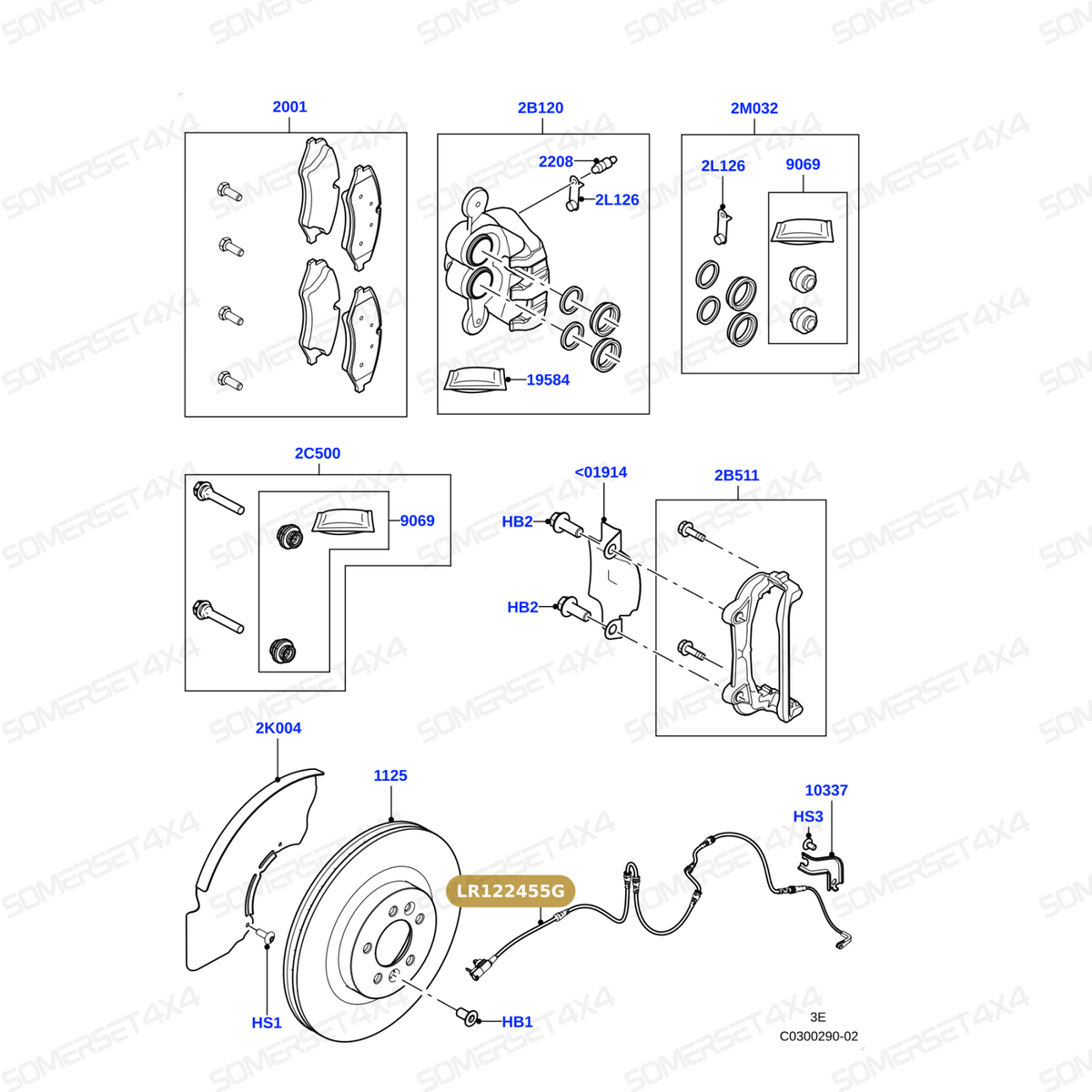 LR122455G LAND ROVER - SENSOR-BRAKE PAD WEAR-FRONT (18INCH) L405;L462;L494;L663 From BOWA