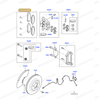 LR162045BR LAND ROVER - KIT - CLAIPER BRAKE PAD From BREMBO