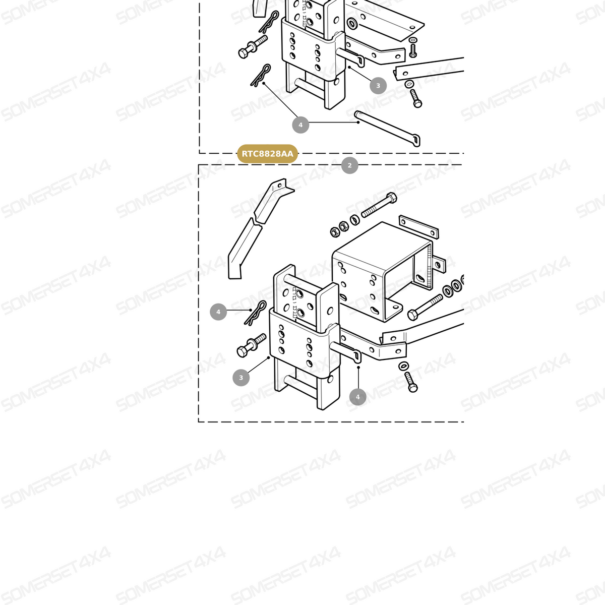 RTC8828AA LAND ROVER - TOW BAR KIT - ADJUSTABLE - 90/110  TO WA From ALLMAKES