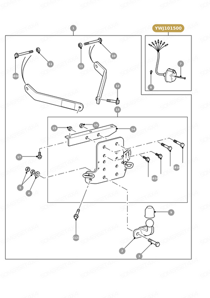 YWJ101500 LAND ROVER - KIT TOW ELECTRICS From PR2 ALLMAKES OE