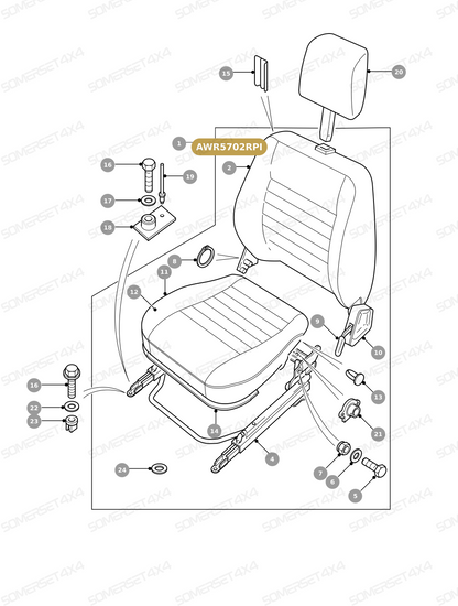 AWR5702RPI LAND ROVER - COVER ASSY - FRONT SEAT BACK - DEF From ALLMAKES