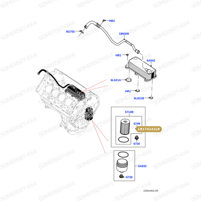 LR174141LR GENUINE LAND ROVER - KIT - ELEMENT  GASKET - OIL FILTER