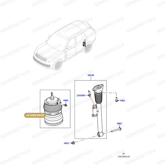 LR188838VB LAND ROVER - RH - L460 LH PP2 - REAR AIR SUSPENSION From OEM VIBRACOUSTIC