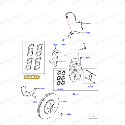LR180976LR GENUINE LAND ROVER - KIT - CALIPER BRAKE PAD
