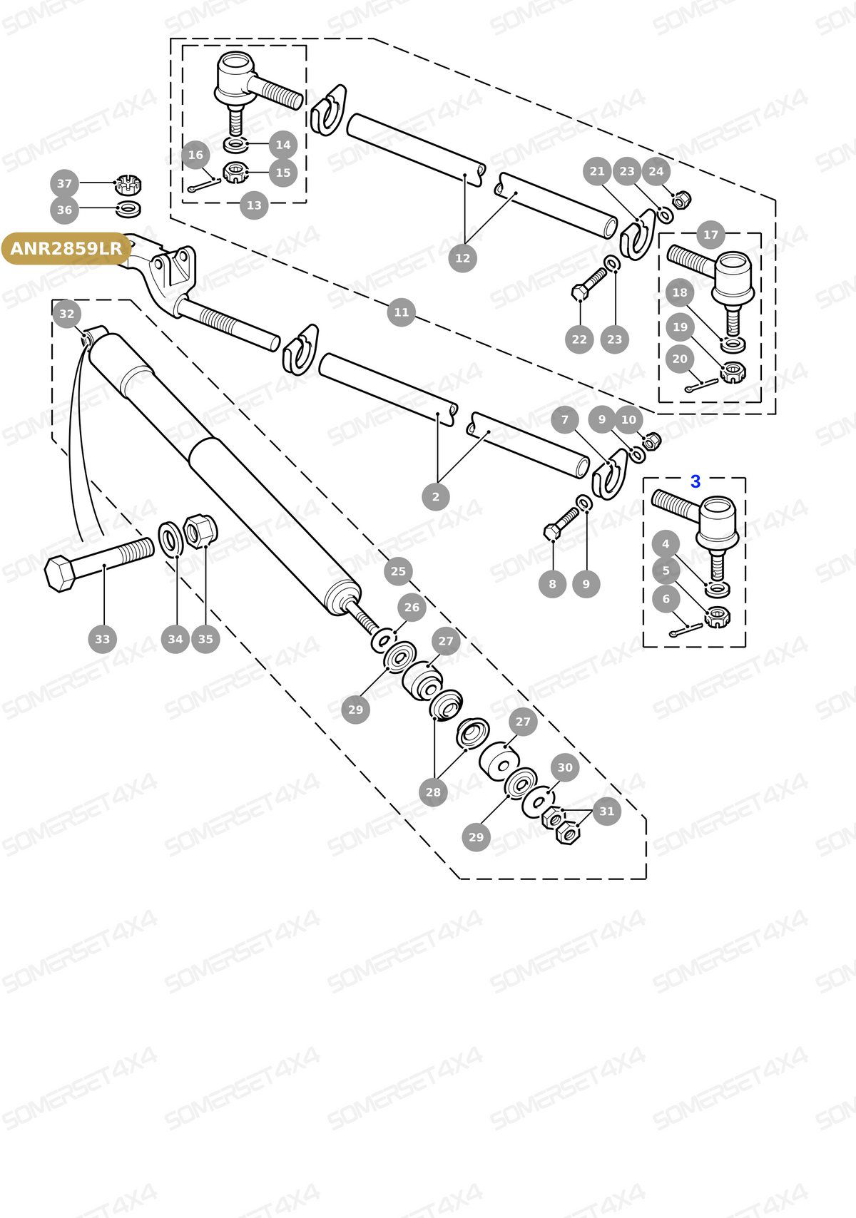 ANR2859LR GENUINE LAND ROVER - EYE END - CROSS ROD