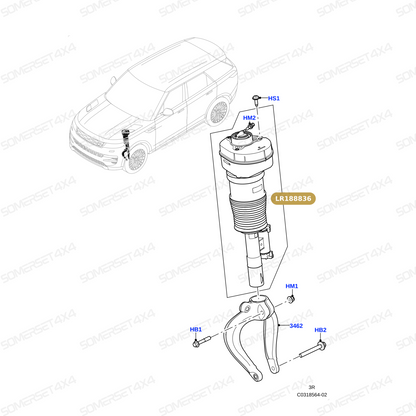 LR188836 LAND ROVER - SHOCK ABSORBER - RH From OEM VIBRACOUSTIC