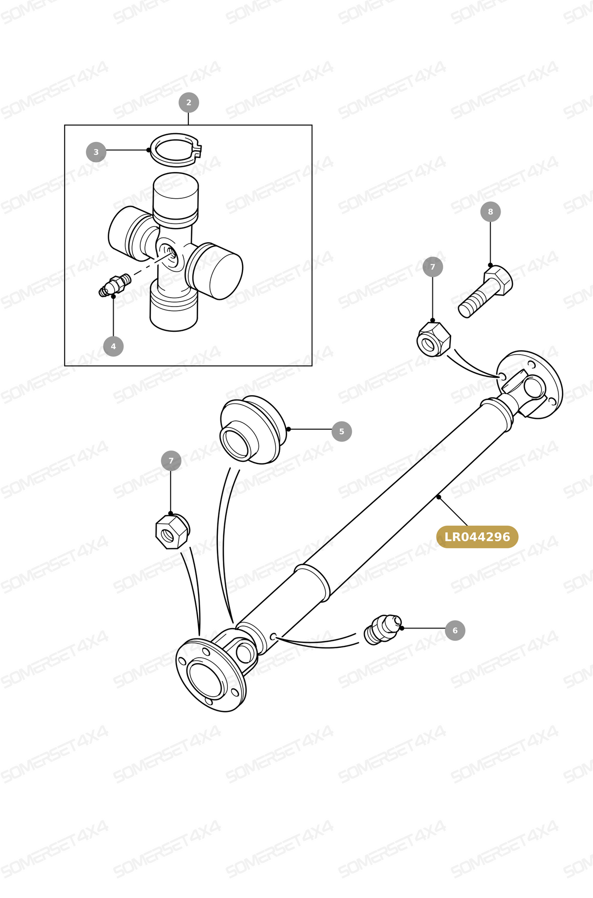 LR044296 LAND ROVER - PROPSHAFT ASSEMBLY-REAR (90) (V)CA555555> L316 From ALLMAKES