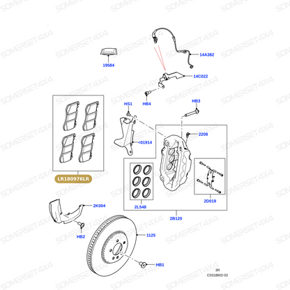 LR180976LR GENUINE LAND ROVER - KIT - CALIPER BRAKE PAD