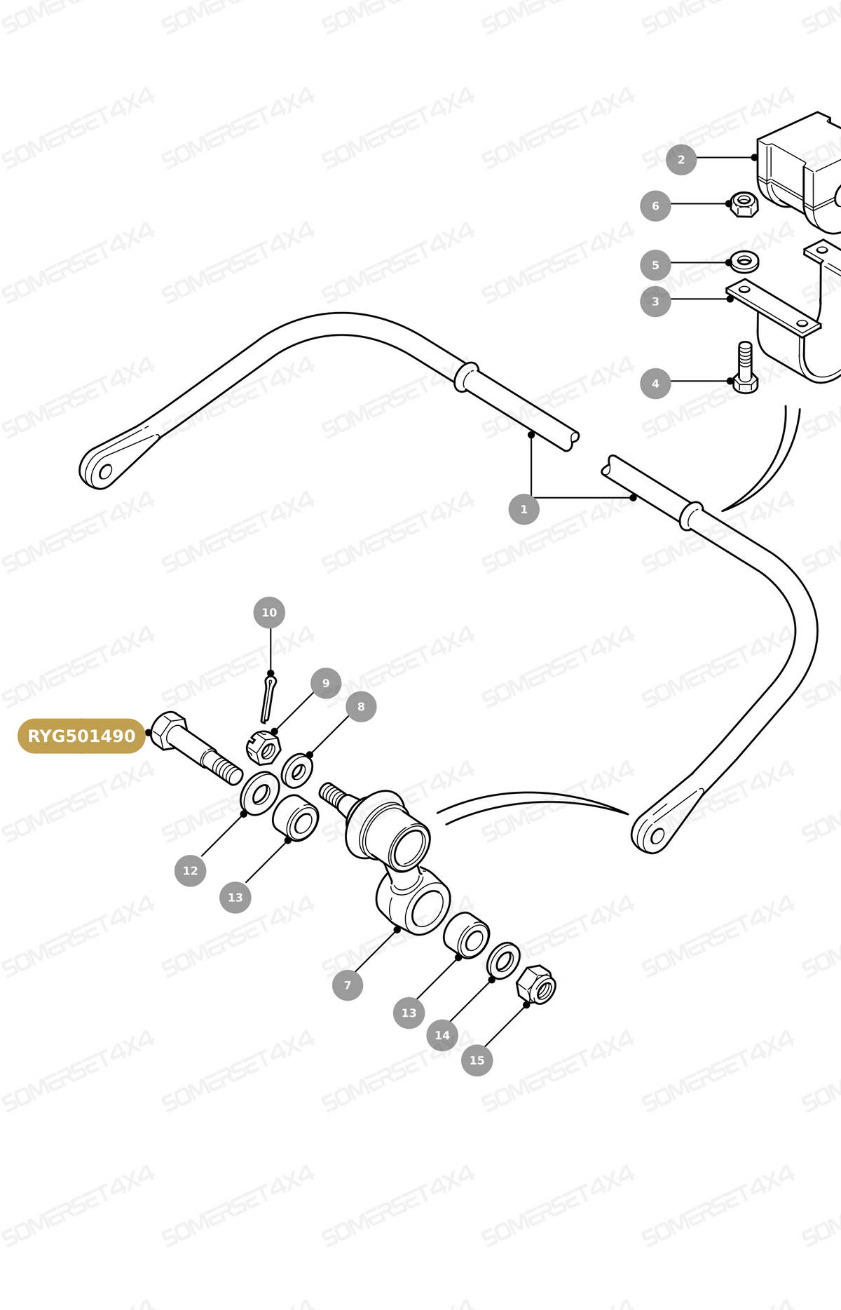 RYG501490 LAND ROVER - PIN/BOLT - ANTI ROLL BAR From ALLMAKES