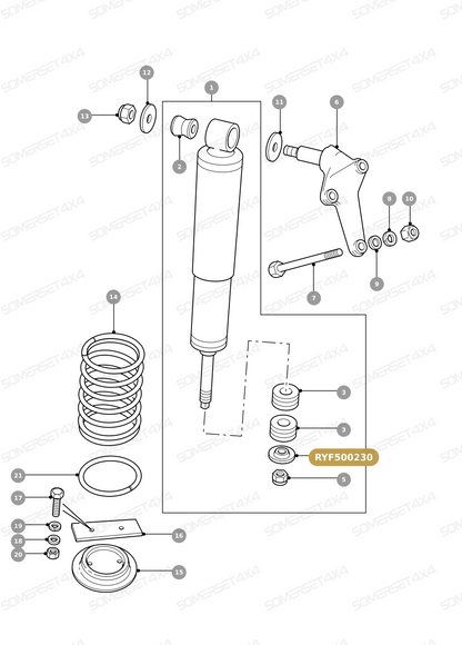 RYF500230 LAND ROVER - WASHER - RETAINER - REAR SUSPENSION - LOWER SHOCK BUSH From ALLMAKES