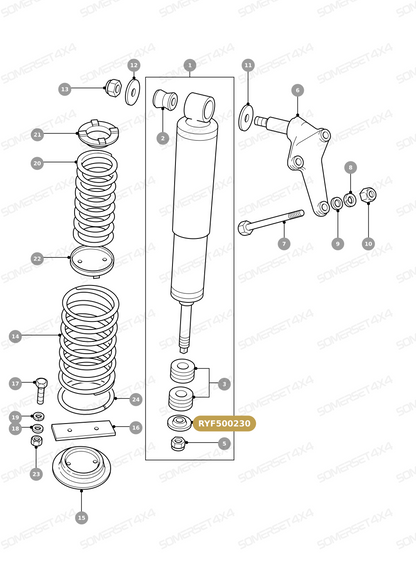 RYF500230 LAND ROVER - WASHER - RETAINER - REAR SUSPENSION - LOWER SHOCK BUSH From ALLMAKES