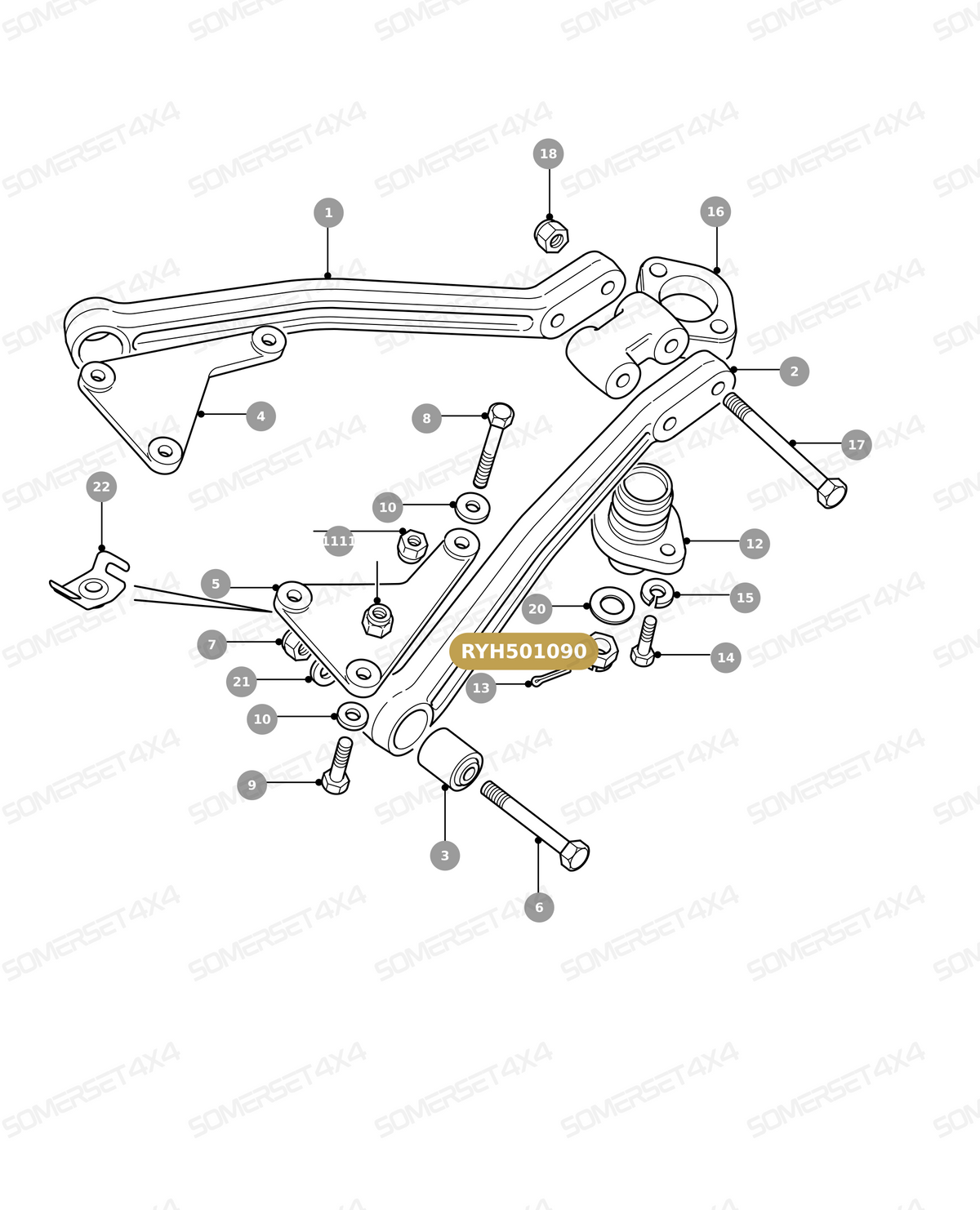 RYH501090 LAND ROVER - NUT - HEX. - ANTI ROLL BAR - DEF07> From PR2 ALLMAKES OE