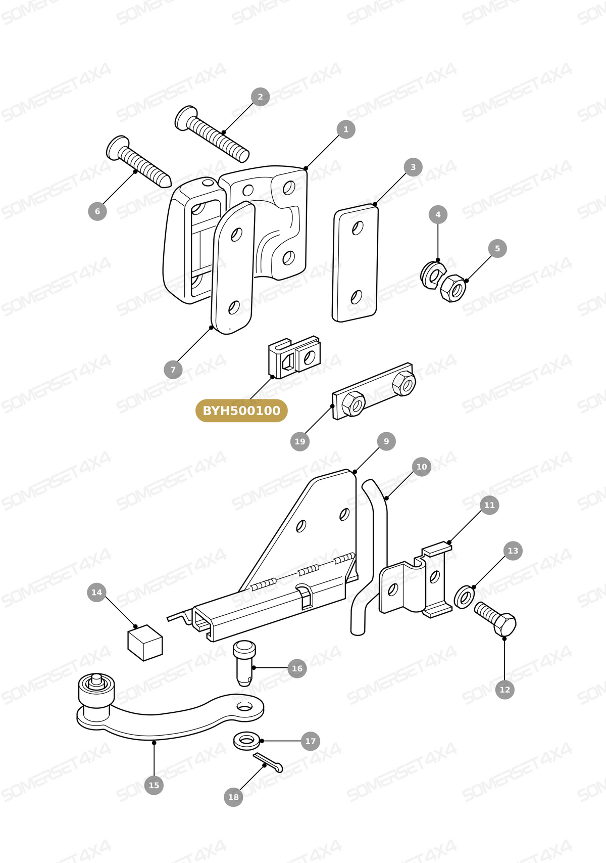 BYH500100 LAND ROVER - NUT - HEX - FRONT DOOR - HINGE TO PILLAR From PR2 ALLMAKES OE