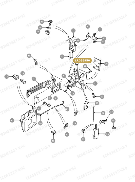 LR066950 LAND ROVER - LINK DOOR OUTSIDE HANDLE From ALLMAKES