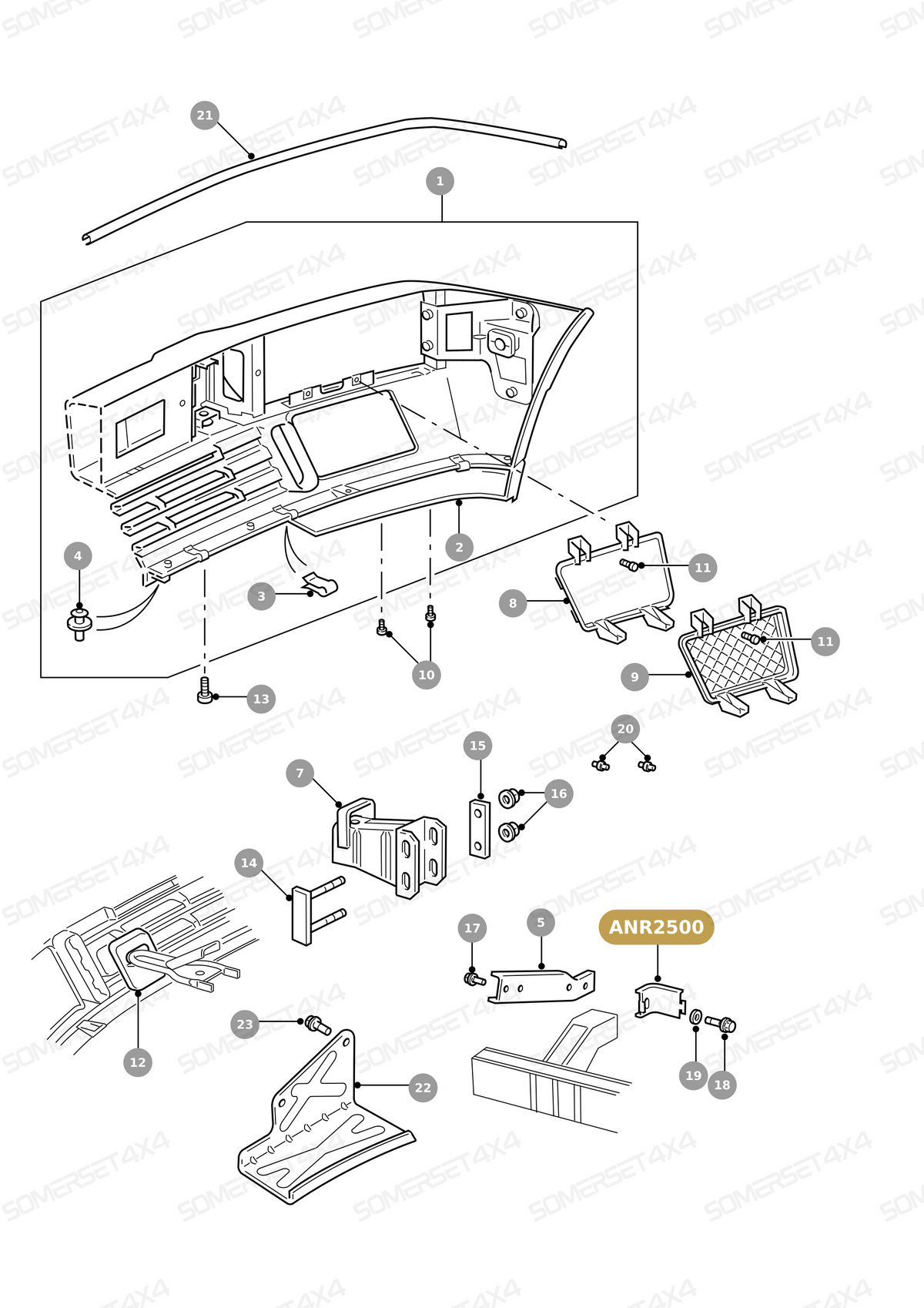 ANR2500 LAND ROVER - INNER SUPPORT From PR2 ALLMAKES OE