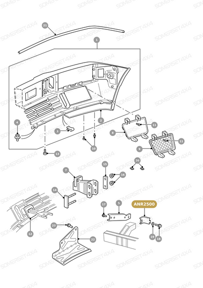 ANR2500 LAND ROVER - INNER SUPPORT From PR2 ALLMAKES OE