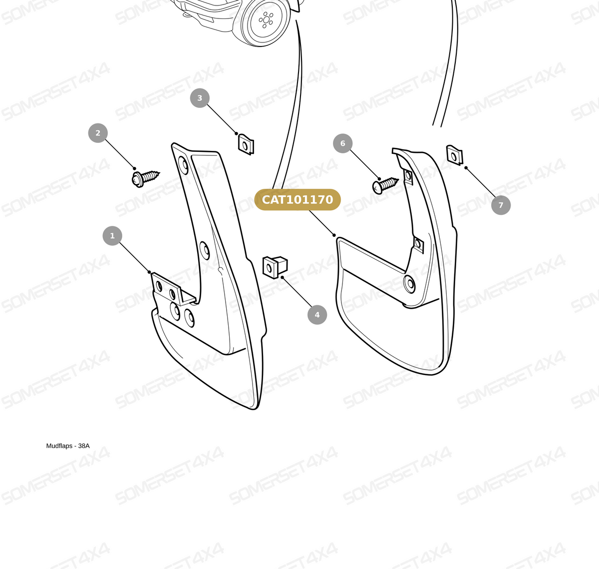 CAT101160 LAND ROVER - MUDFLAP ASSY - RR P38 From PR2 ALLMAKES OE