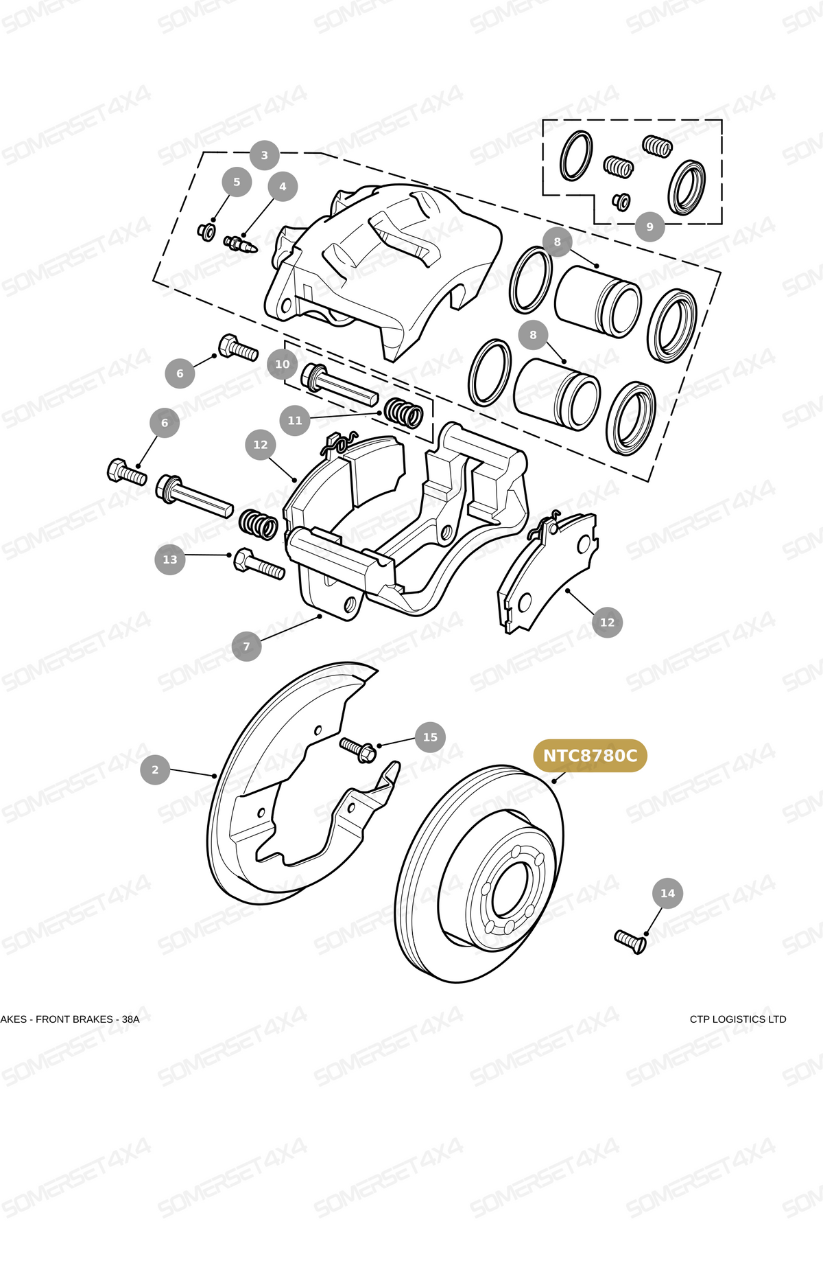 NTC8780C LAND ROVER - COATED BRAKE DISC - FRONT - VENTED DISC From PR2 ALLMAKES